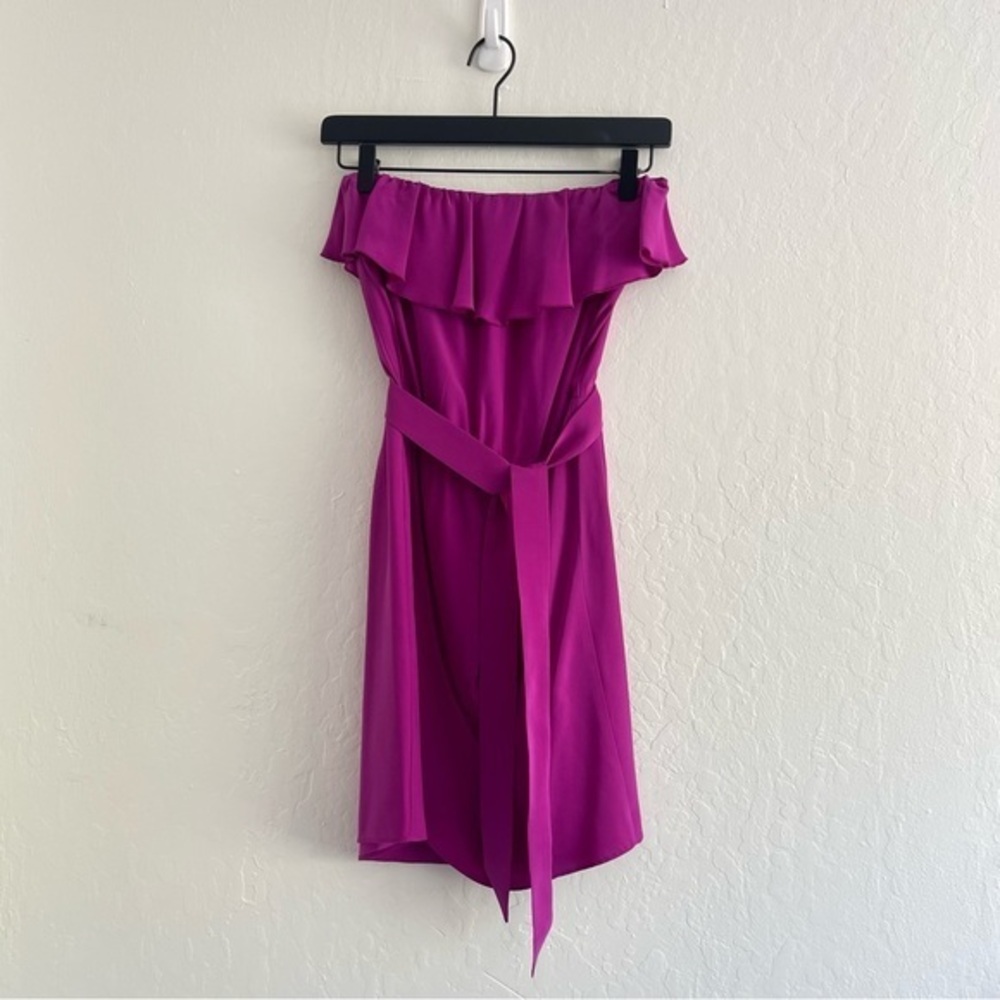 Amanda Uprichard Silk Purple Mini Strapless Dress with Scarf/Belt Womens Small